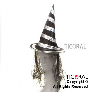 SOMBRERO C60014/H BRUJA VINILO PLATA CON PELO x 1